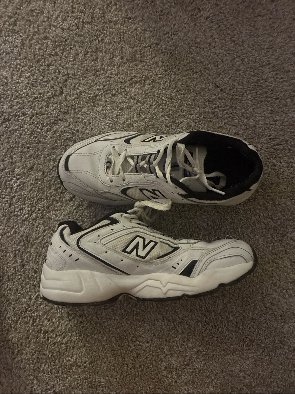 New Balance White and Black Walking Sneakers